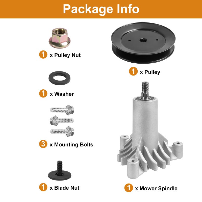 Antanker 130794 Spindle Assembly 153535 Pulley Replacement for Craftsman Poulan 532130794 582922301, with 3 Bolts - Image 3